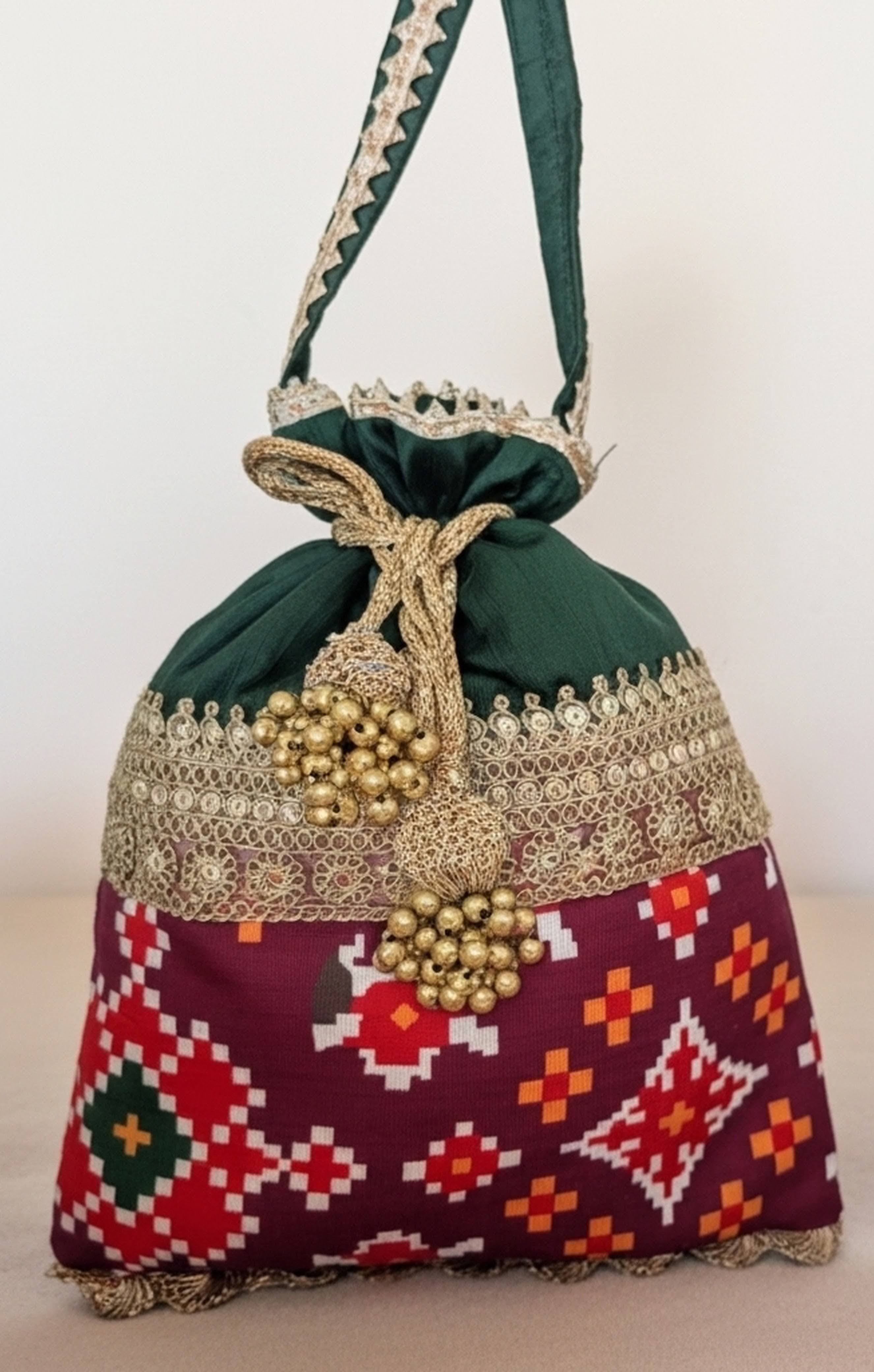 Dual fabric Patola Potlis