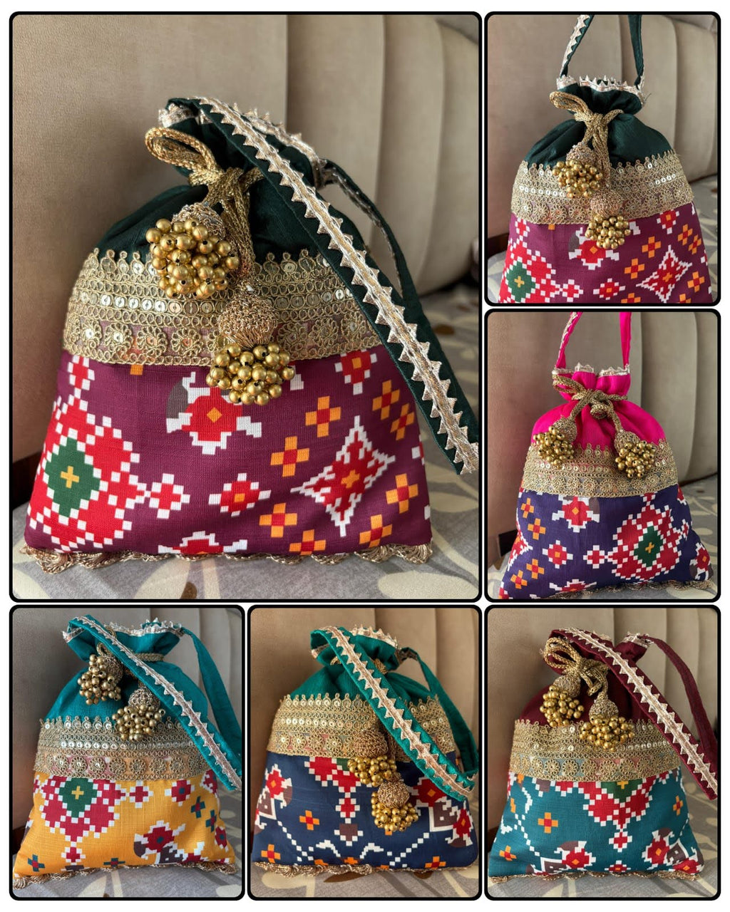 Dual fabric Patola Potlis